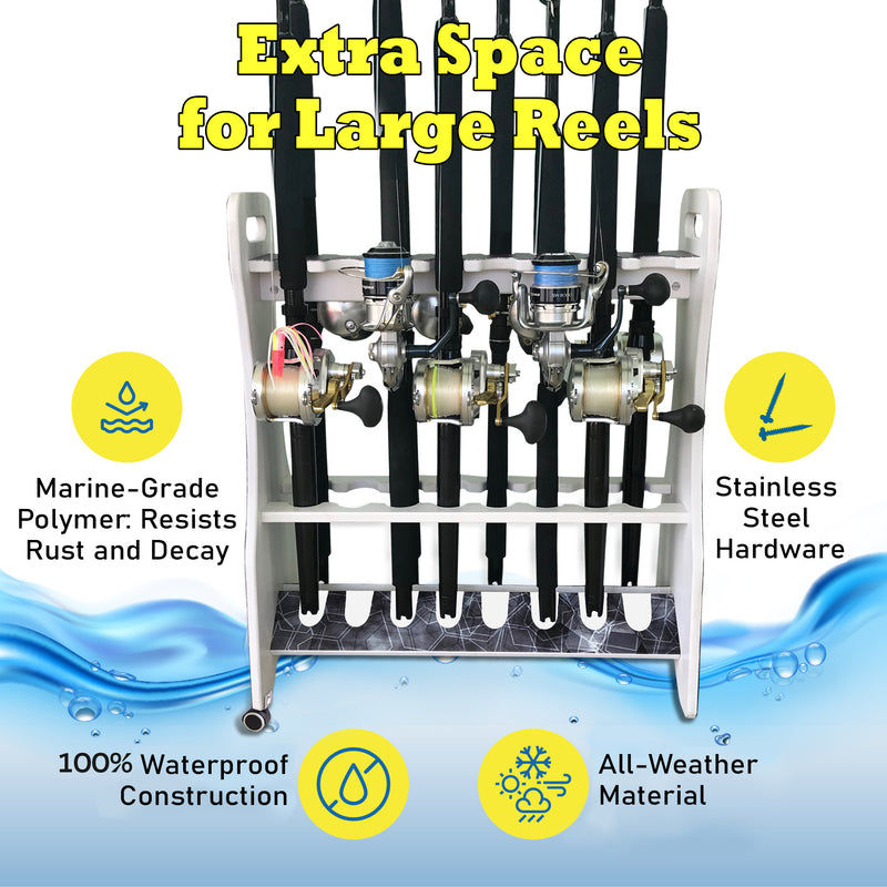 Load image into Gallery viewer, Reel Salty Saltwater 16-Rod Rolling Fishing Rod Rack – Mobile Offshore &amp; Inshore Floor Storage Organizer
