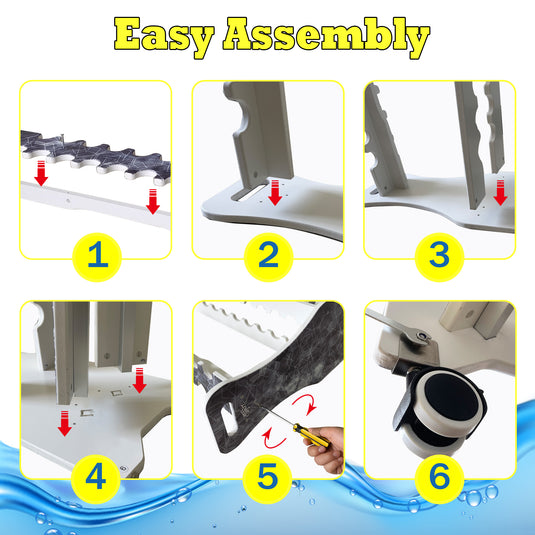 Reel Salty Saltwater 16-Rod Rolling Fishing Rod Rack – Mobile Offshore & Inshore Floor Storage Organizer