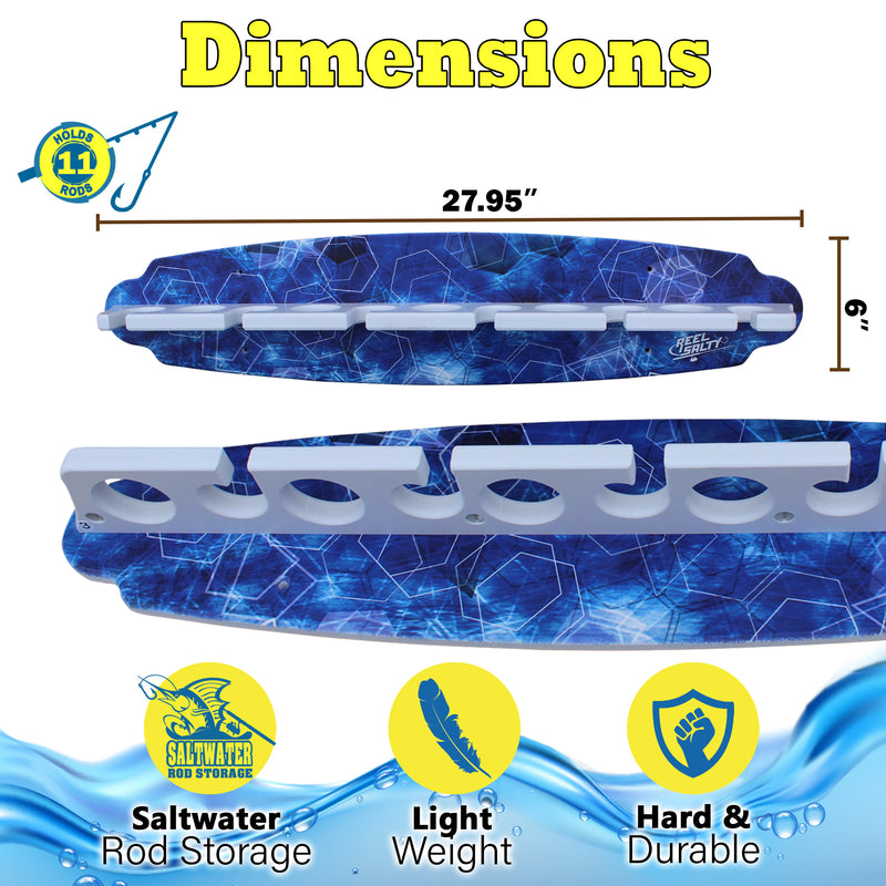Load image into Gallery viewer, Reel Salty 11 Fishing Rod Holder Rack for Wall or Ceiling – Deep Blue
