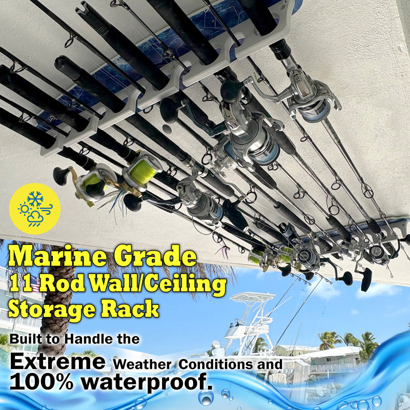 Load image into Gallery viewer, Reel Salty 11 Fishing Rod Holder Rack for Wall or Ceiling – Deep Blue
