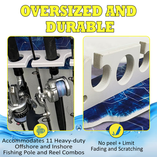 Reel Salty 11 Fishing Rod Holder Rack for Wall or Ceiling – Deep Blue