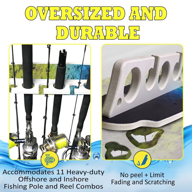 Load image into Gallery viewer, Reel Salty Waterproof Offshore &amp; Inshore Fishing Rod Holder for 11 Fishing Poles – Wall-Mounted Garage Storage Rack for Rods, Mahi
