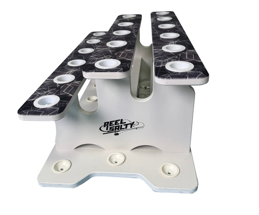 Reel Salty 19-Rod Fishing Rod Rack – Waterproof Saltwater Rod Holder for Garage & Dock Storage