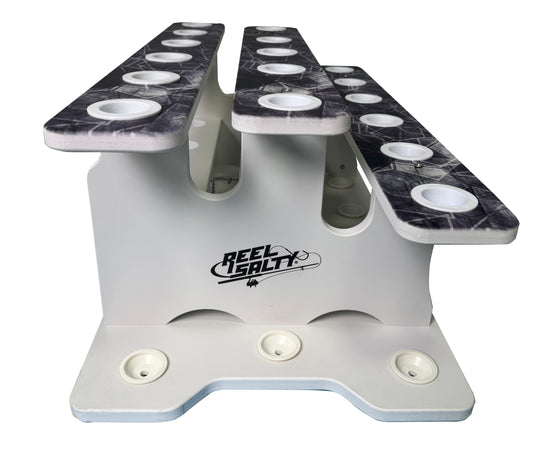 Reel Salty 19-Rod Fishing Rod Rack – Waterproof Saltwater Rod Holder for Garage & Dock Storage
