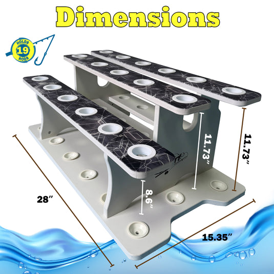 Reel Salty 19-Rod Fishing Rod Rack – Waterproof Saltwater Rod Holder for Garage & Dock Storage