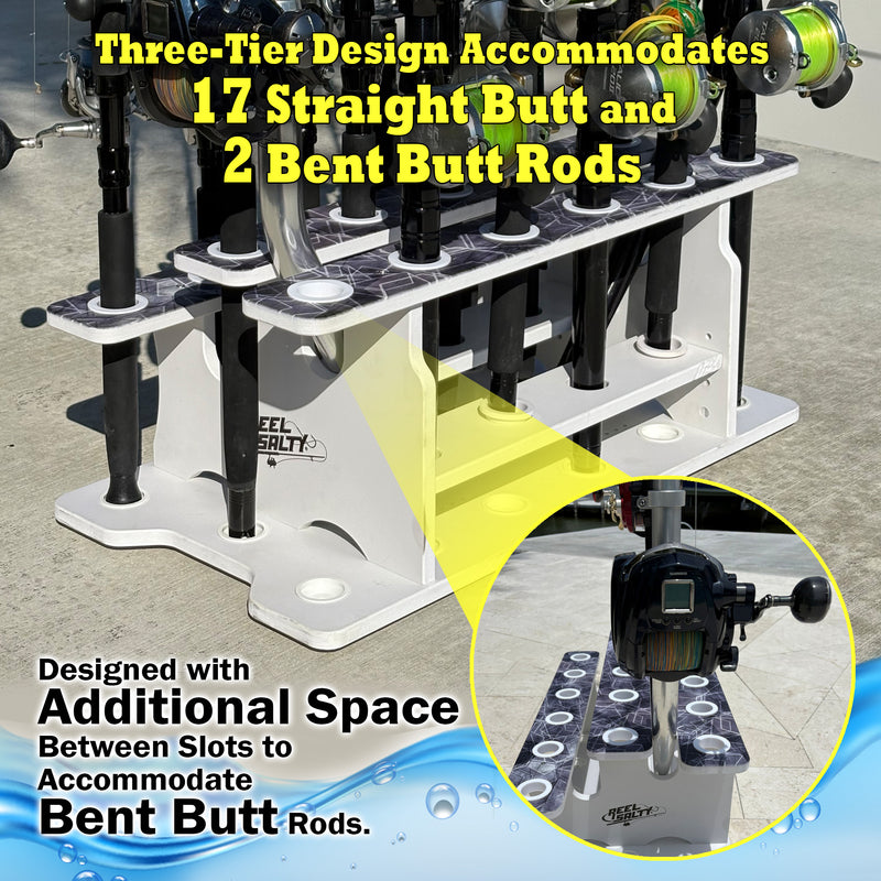 Load image into Gallery viewer, Reel Salty 19-Rod Fishing Rod Rack – Waterproof Saltwater Rod Holder for Garage &amp; Dock Storage
