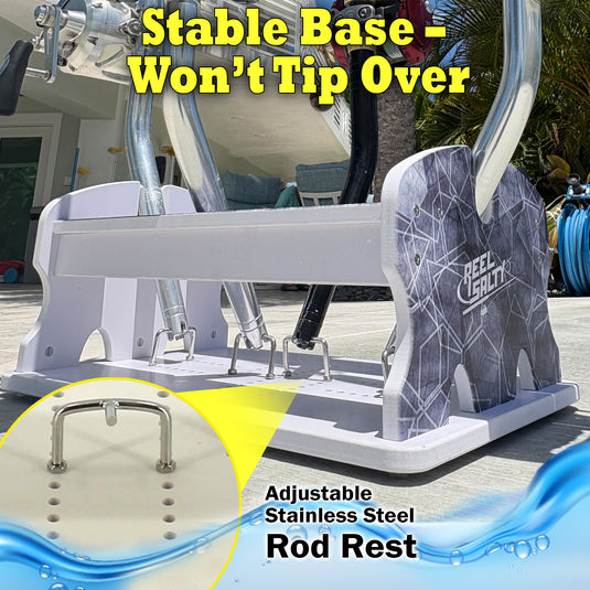 Reel Salty 4- Bent Butt Fishing Rod Holder Rack – Offshore & Inshore Boat Rod Storage Organizer