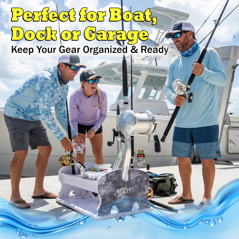 Load image into Gallery viewer, Reel Salty 4- Bent Butt Fishing Rod Holder Rack – Offshore &amp; Inshore Boat Rod Storage Organizer
