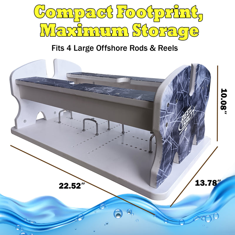 Load image into Gallery viewer, Reel Salty 4- Bent Butt Fishing Rod Holder Rack – Offshore &amp; Inshore Boat Rod Storage Organizer
