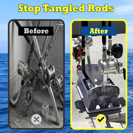 Reel Salty 4- Bent Butt Fishing Rod Holder Rack – Offshore & Inshore Boat Rod Storage Organizer