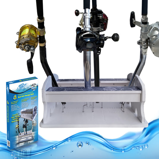 Reel Salty 4- Bent Butt Fishing Rod Holder Rack – Offshore & Inshore Boat Rod Storage Organizer