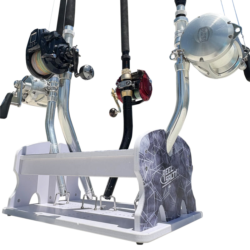 Load image into Gallery viewer, Reel Salty 4- Bent Butt Fishing Rod Holder Rack – Offshore &amp; Inshore Boat Rod Storage Organizer
