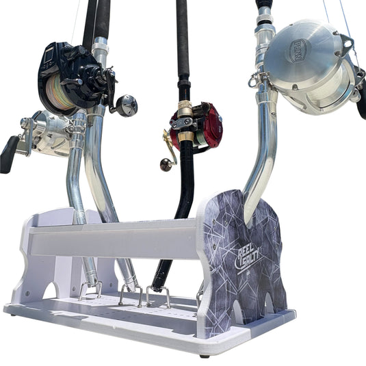 Reel Salty 4- Bent Butt Fishing Rod Holder Rack – Offshore & Inshore Boat Rod Storage Organizer