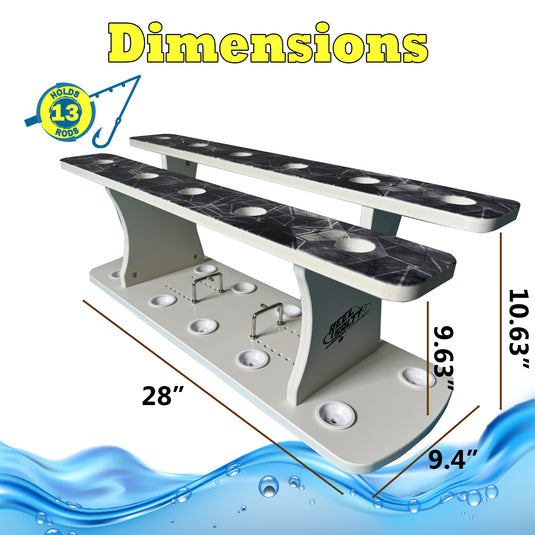 Reel Salty 13 Rod 2-Tier Fishing Rod Floor Rack – Heavy-Duty Organizer for Rods & Gear | Space-Saving Fishing Pole Holder